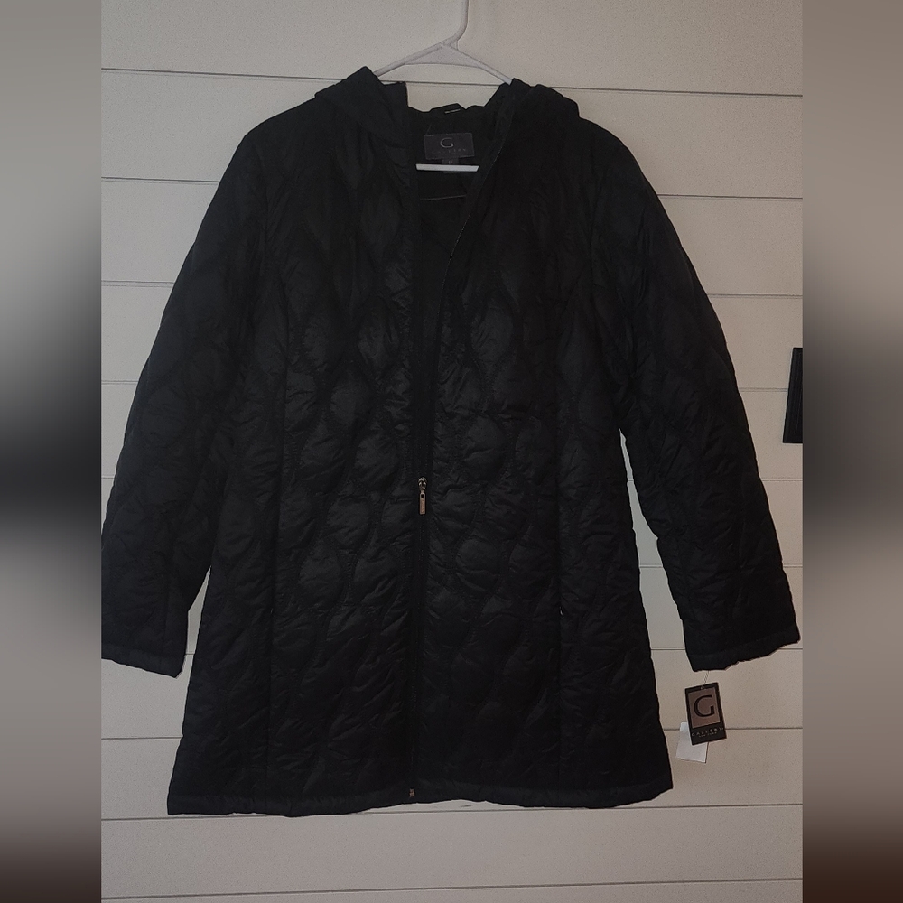 Gallery New York Quilted Longline Jacket - Black Size Medium